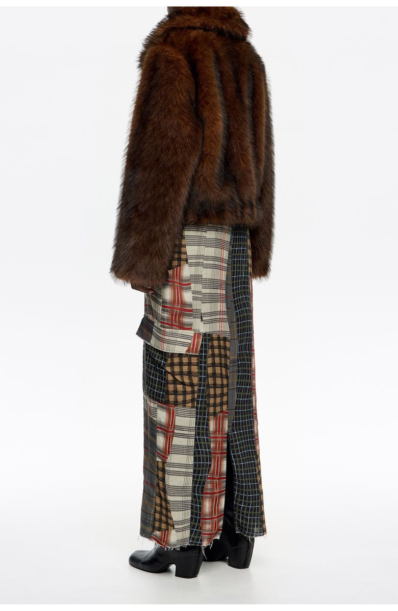 Bimba y Lola Patchwork Straight Midi Skirt, Alternate, color, Patchwork Brown