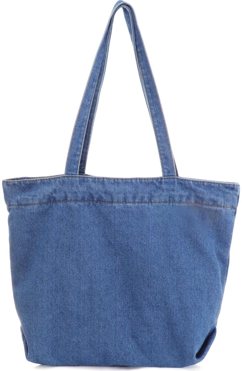 Adornia Large Denim Tote Bag, Main, color, Blue