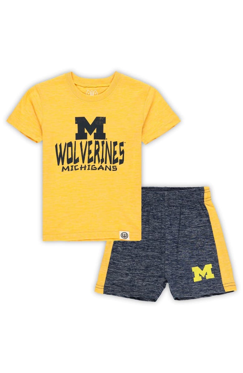 Wes & Willy Toddler Wes & Willy Michigan Wolverines Cloudy Yarn T-Shirt & Shorts Set, Main, color, Maize