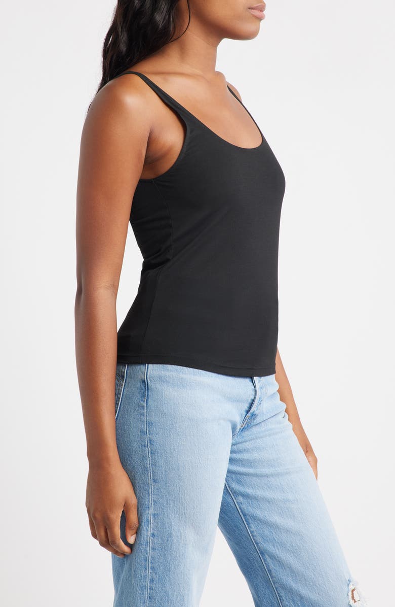 Topshop Slouchy Scoop Neck Tank, Alternate, color, Black