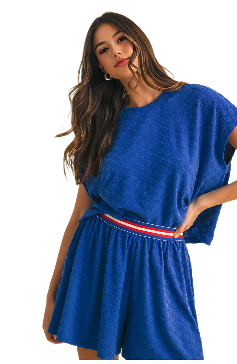 Knit and Lounge Textured Lounge Set with Striped Waistband, Alternate, color, 