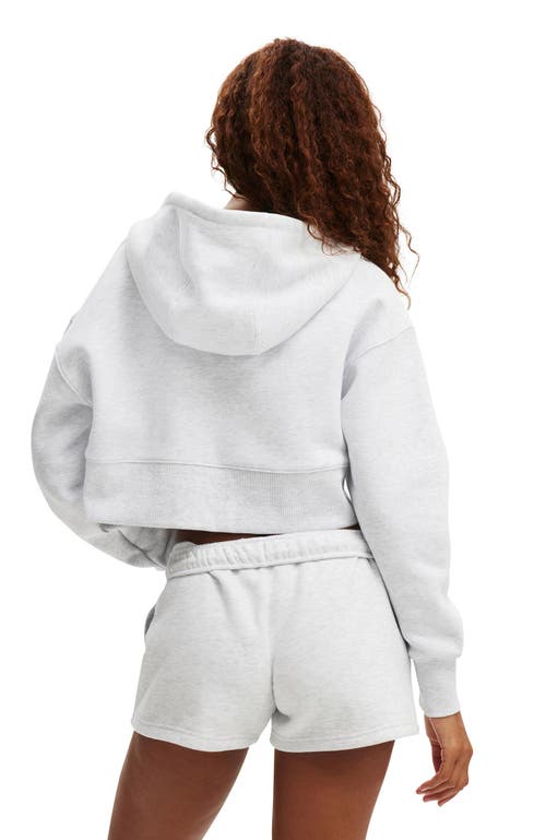 Cotton On Body Active Plush Boxy Cropped Zip Through In Gray