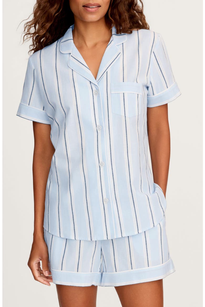 Coastal Stripe Cotton Twill Short Pajamas, Main, color, BLUE