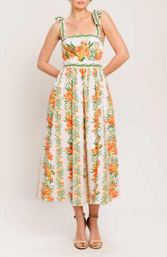 Floral Tie Strap Midi Sundress