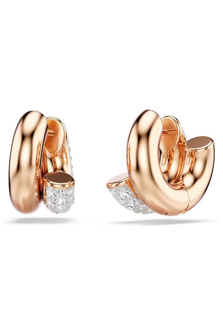 Dextera Mini Hoop Earrings, Alternate, color, ROSE GOLD/ WHITE