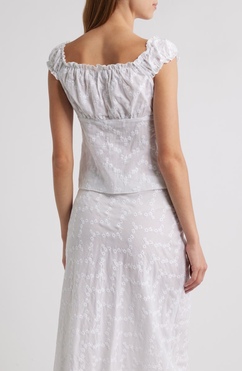 Bella Venice Embroidered Cotton Button-Up Shirt, Alternate, color, Ivory With Eyelet Pattern