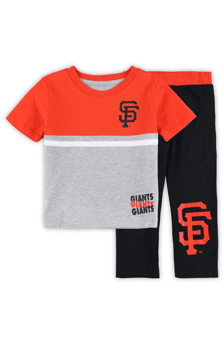 Outerstuff Toddler Black/Orange San Francisco Giants Batters Box T-Shirt & Pants Set, Main, color, 