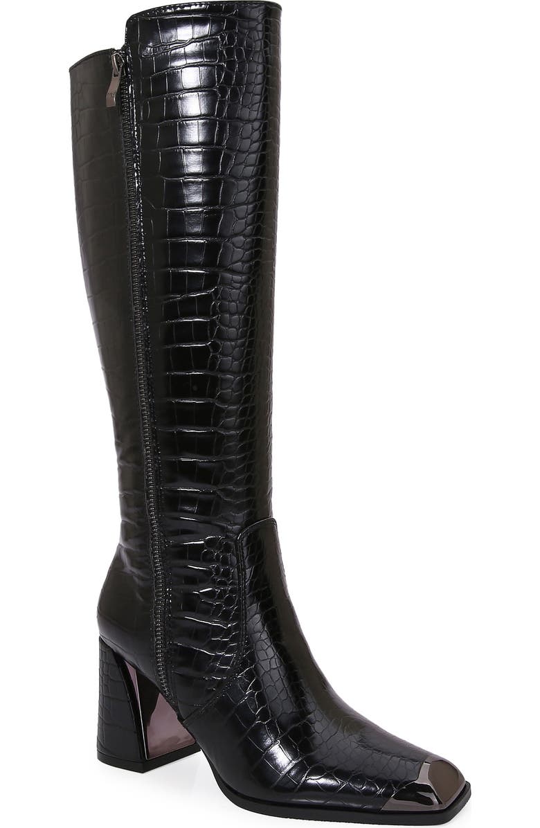 NINETY UNION Lux Block Heel Knee High Boot, Main, color, Black