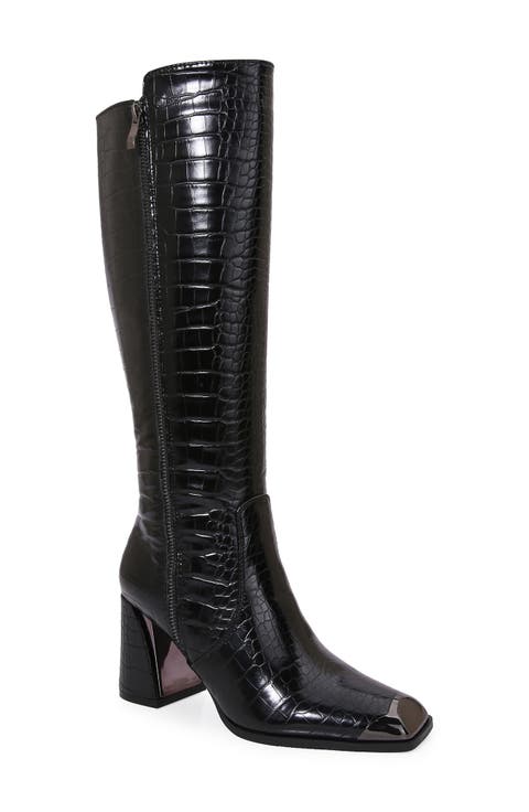 Lux Block Heel Knee High Boot