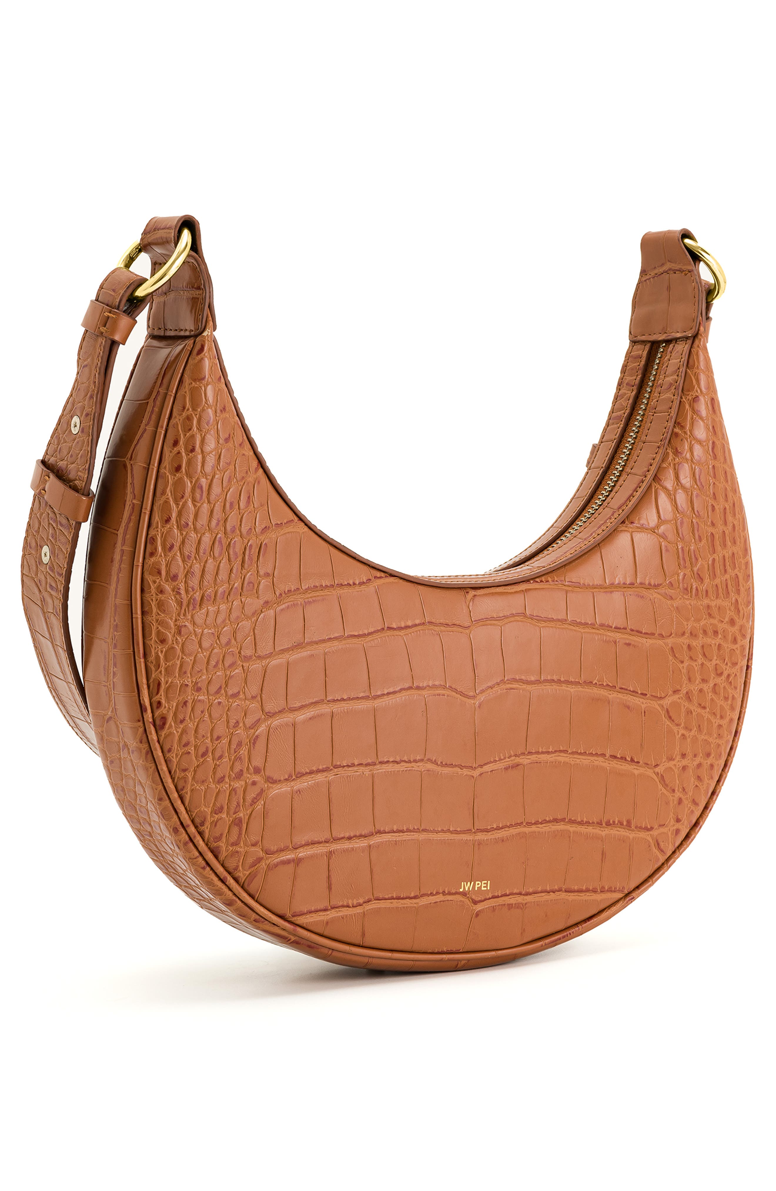 JW PEI Carly Croc Embossed Faux Leather Shoulder Bag, Alternate, color, 