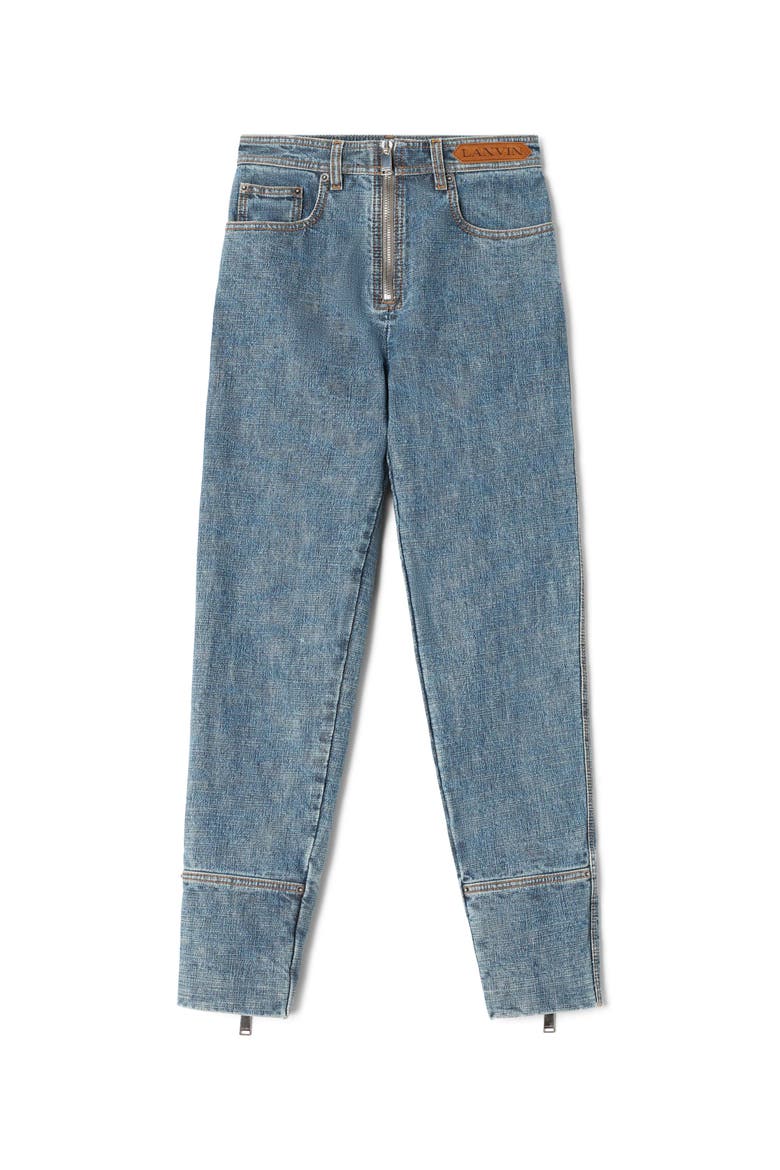 Blue Zipped Denim Pants, Alternate, color, Pale blue