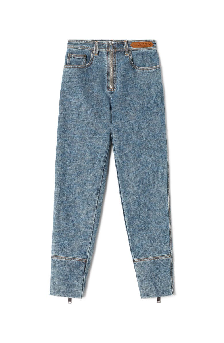 Lanvin Blue Zipped Denim Pants, Alternate, color, Pale Blue