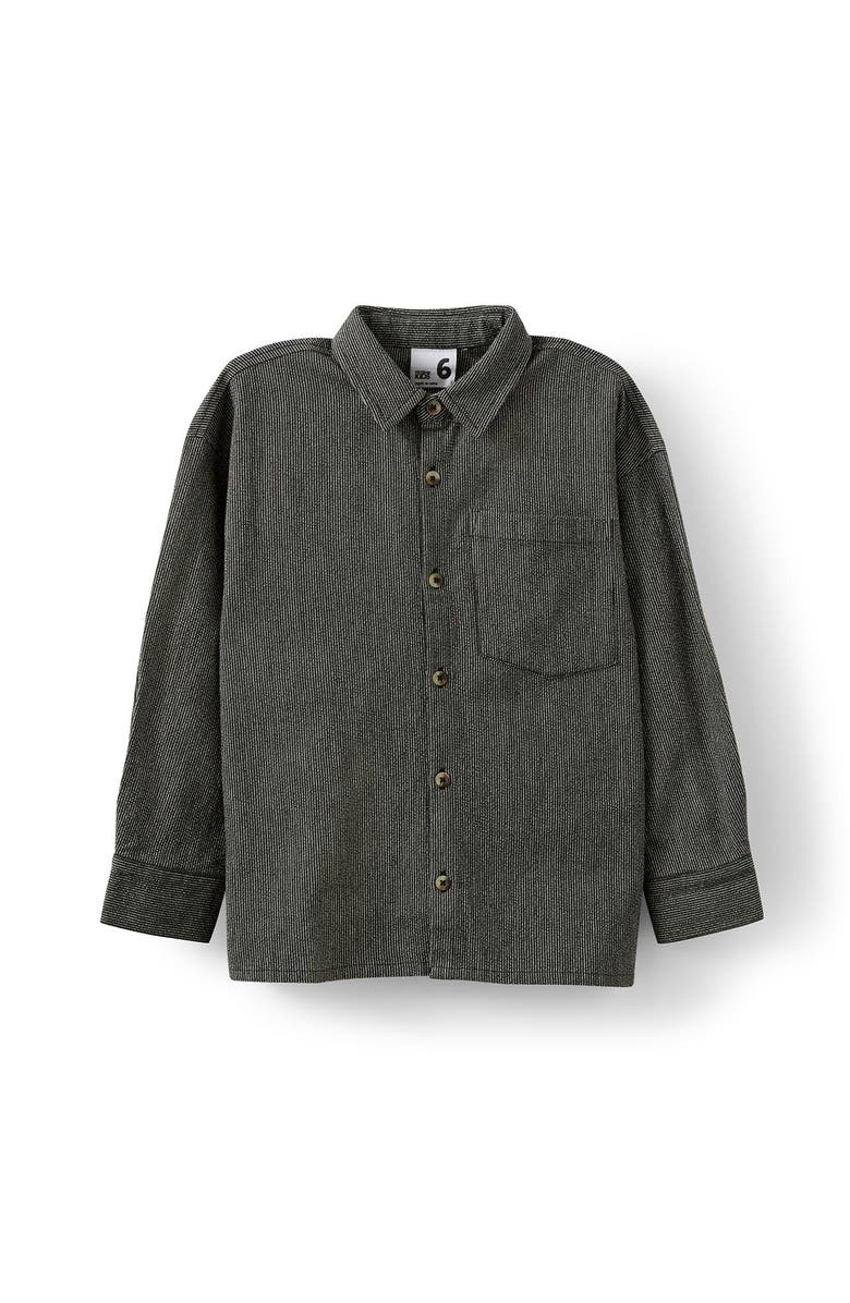 Cotton On Kids Kid's Carter Long Sleeve Skate Shirt, Main, color, Balmoral Black Pinstripe