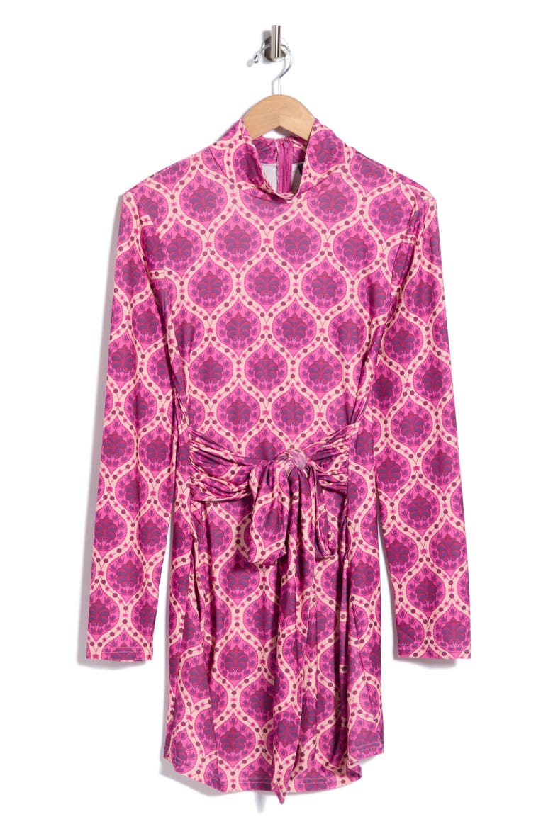 Dara Fleur Long Sleeve Minidress, Alternate, color, PINK/ BURGUNDY