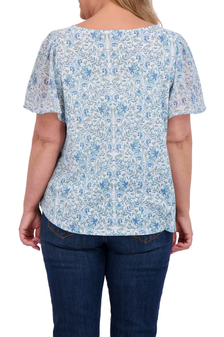 Flutter Sleeve Top, Alternate, color, CHAMBRAY MULTI