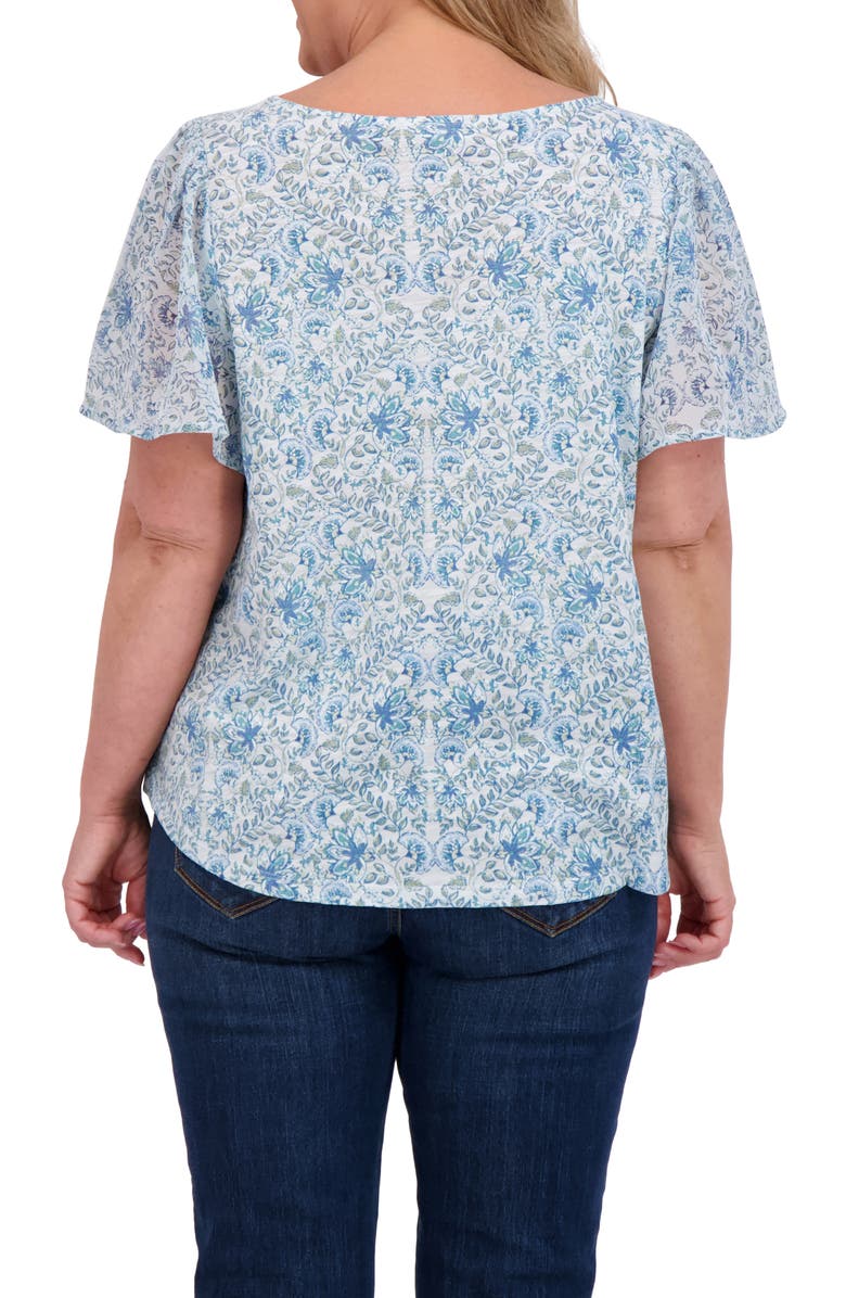 Lucky Brand Flutter Sleeve Top, Alternate, color, Chambray Multi