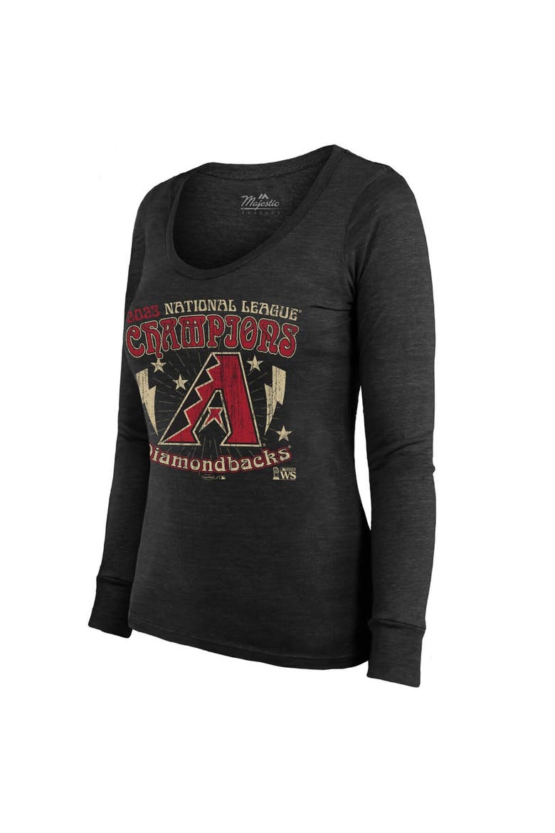 Women's Majestic Threads  Black Arizona Diamondbacks 2023 National League Champions Tour Long Sleeve Tri-Blend T-Shirt, Alternate, color, Black