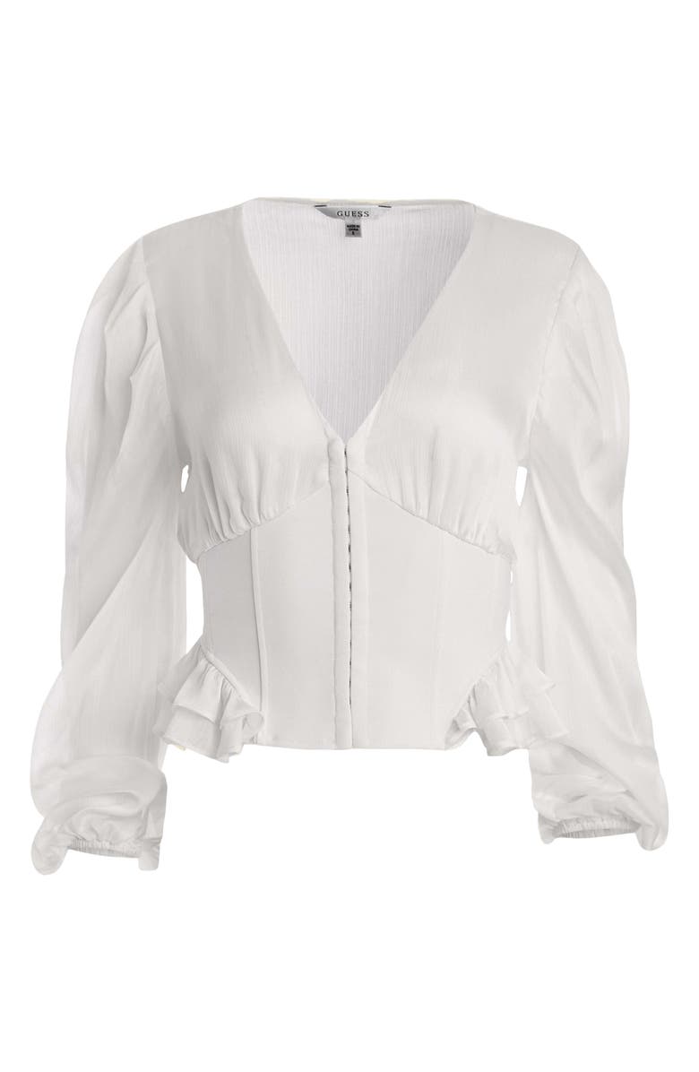 GUESS Hamiri Long Sleeve Corset Blouse, Alternate, color, 