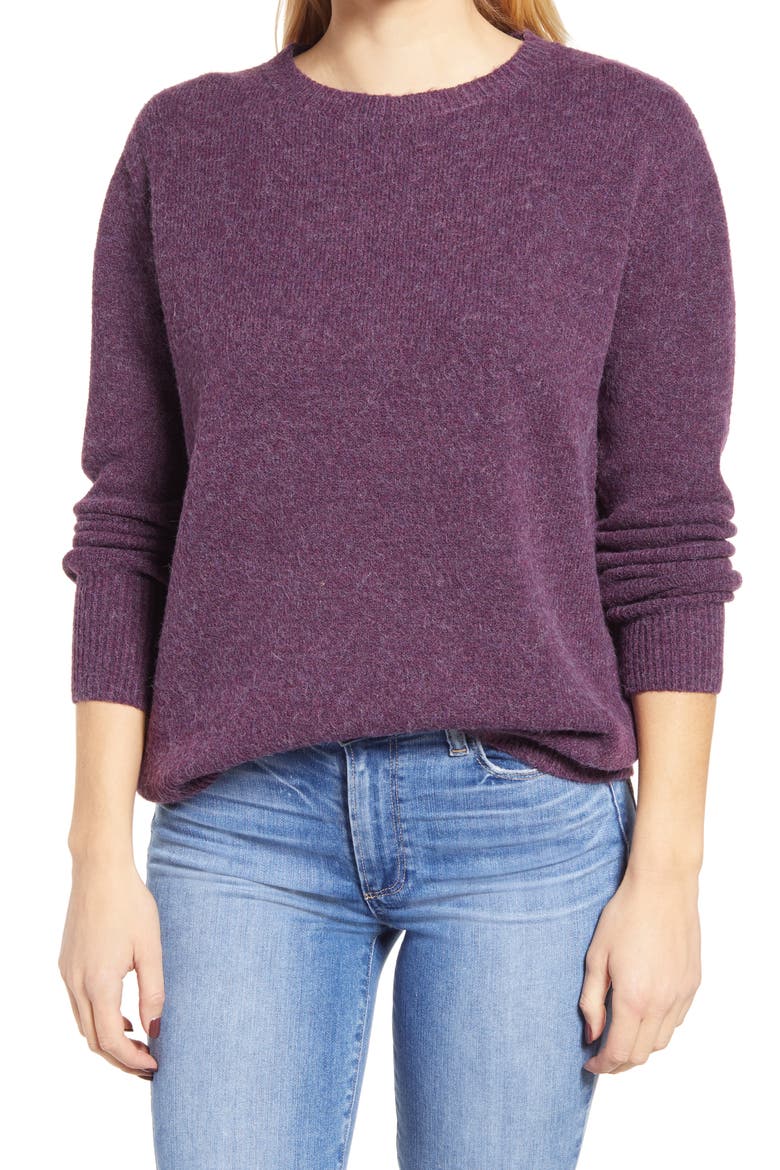 Crewneck Sweater, Main, color, PURPLE SHADOW