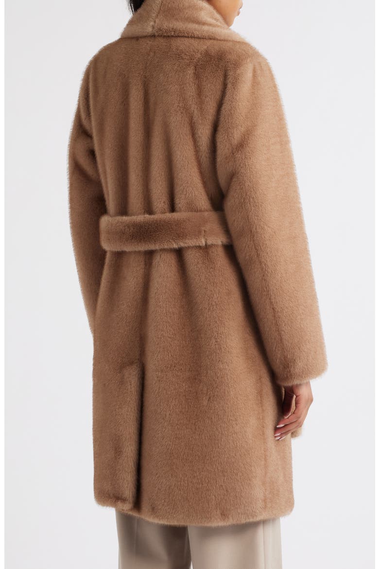 Faux Fur Belted Coat, Alternate, color, CAMEL