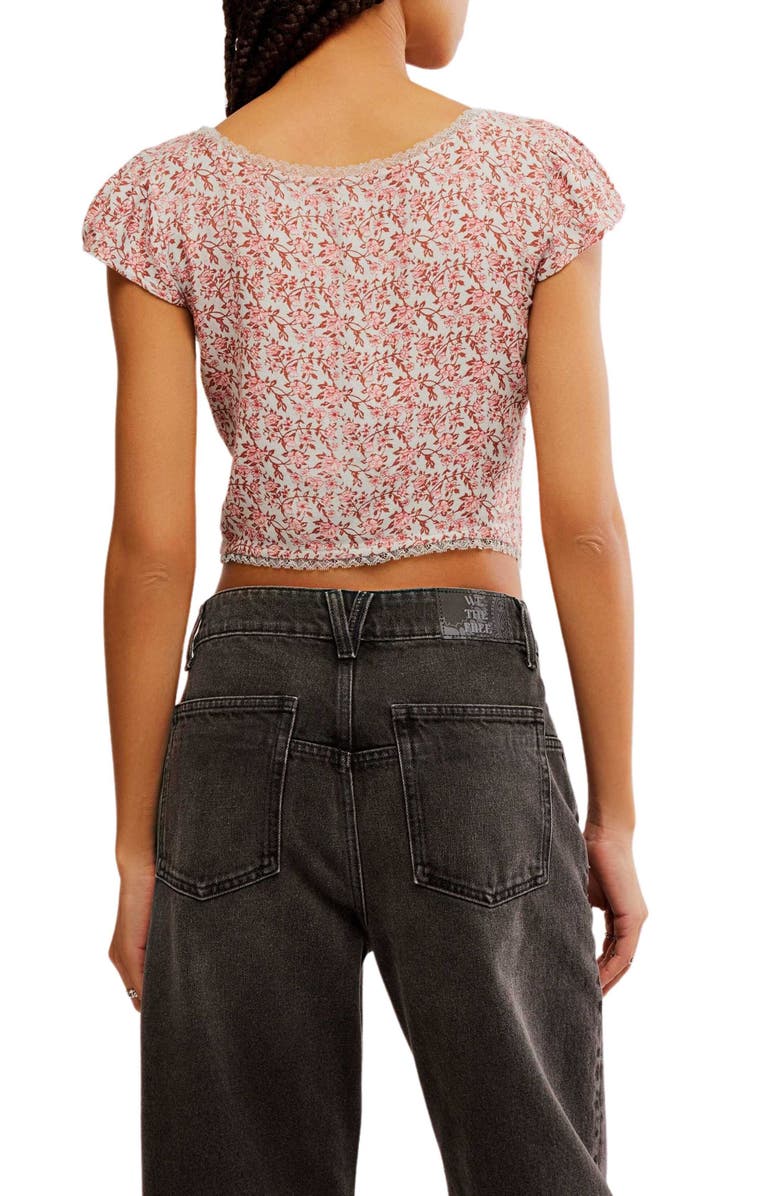 Free People Faye Floral Crop Top, Alternate, color, Grey Combo