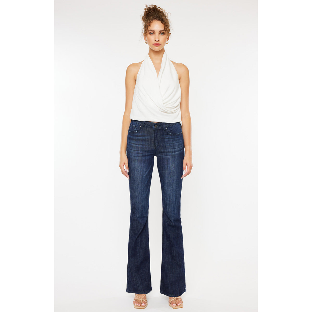 Kancan Celestine Mid Rise Flare Jeans In Blue