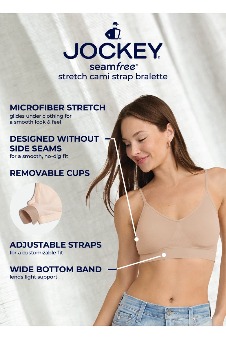 Women's Seamfree Stretch Cami Strap Bralette, Alternate, color, White