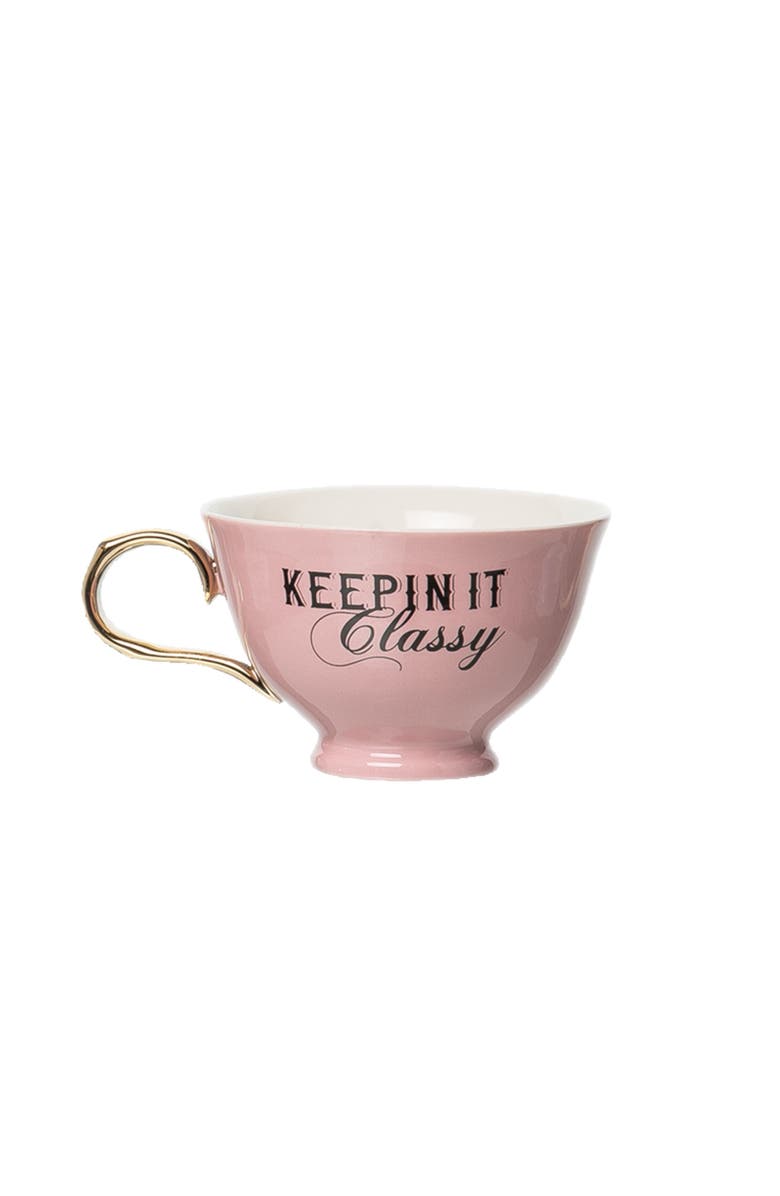 Totalee Gift Keepin It Classy Oversized Teacup Porcelain Pink 8.45 oz, Main, color, 