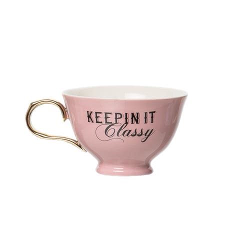 Keepin It Classy Oversized Teacup Porcelain Pink 8.45 oz