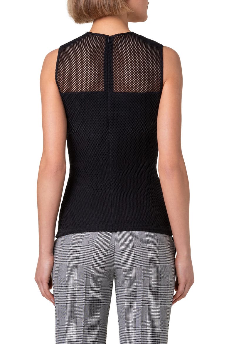 Round Neck Mesh Top, Alternate, color, BLACK