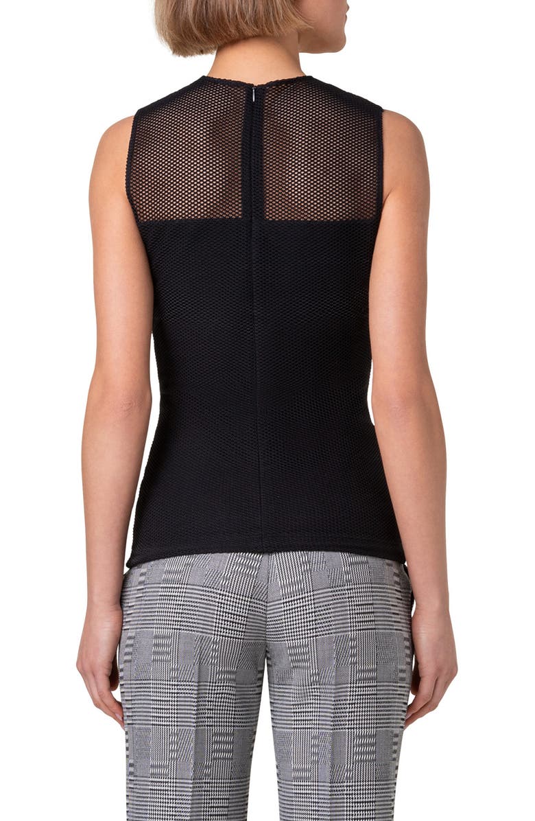 Akris punto Round Neck Mesh Top, Alternate, color,