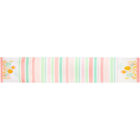 Striped Pastel Happy Easter Table Runner - 72" - Pink and Green Green