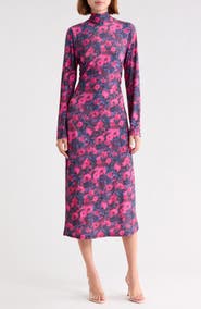 AREA STARS Long Sleeve Midi Dress