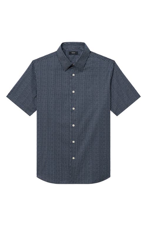 Theory Irving Regular Fit Short Sleeve Shirt In Blatic/fog