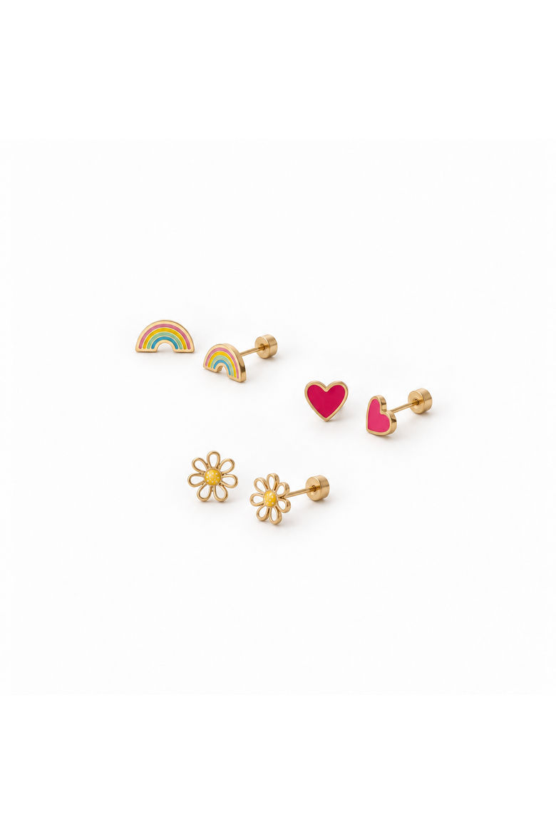 Enamel Long Post Stud Earring Set, Main, color, Multi