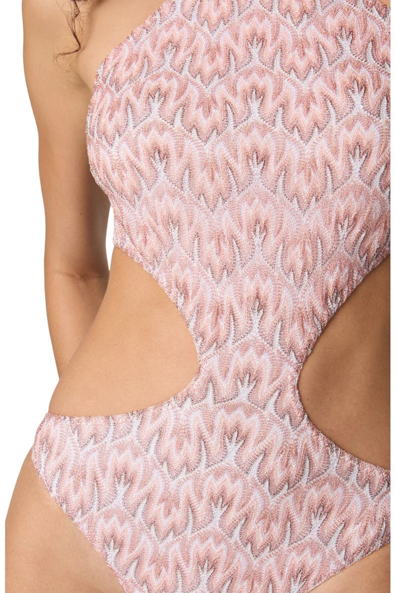 Trikini In Lamé Viscose With Foliage Motif, Alternate, color, Multicoloured