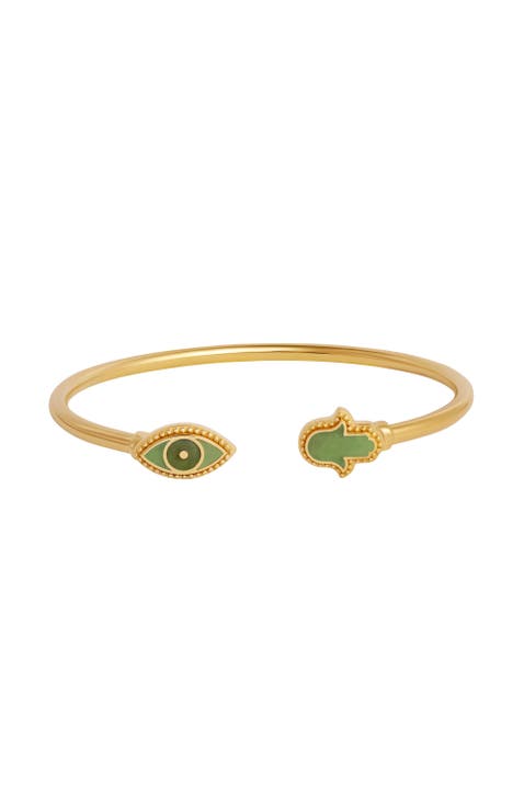 Eternal Shield Jade Evil Eye & Hamsa Bangle