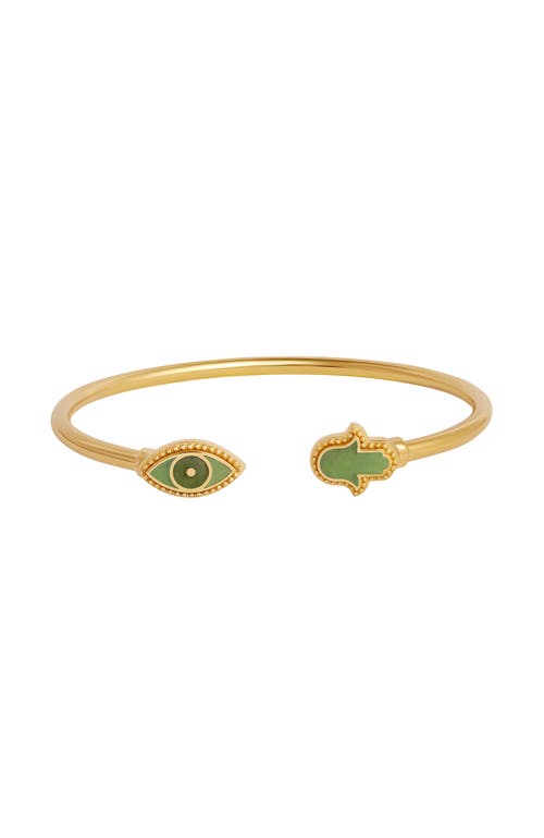 Karma And Luck Eternal Shield Jade Evil Eye & Hamsa Bangle