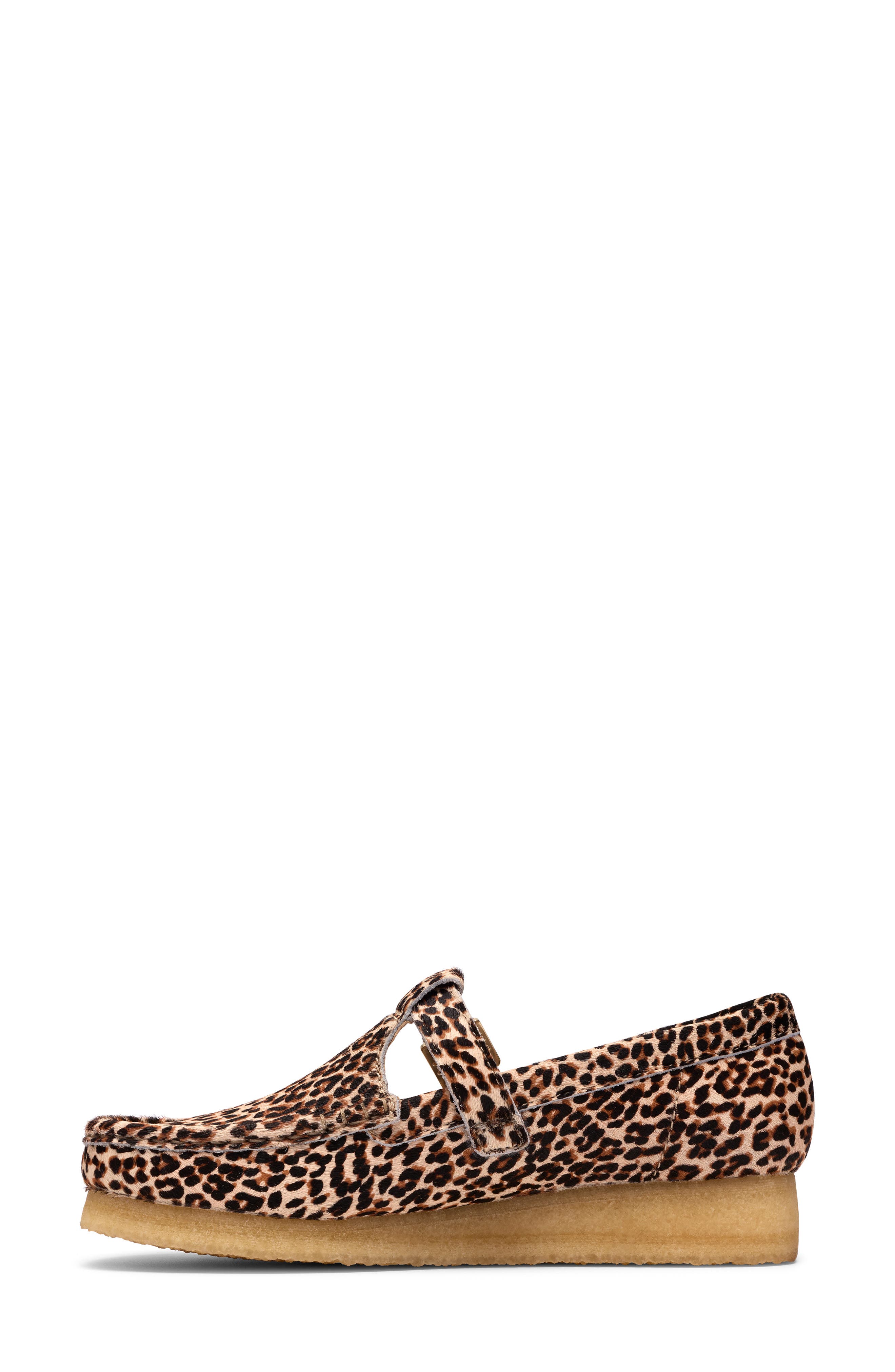 Clarks<sup>®</sup> Originals Wallabee Genuine Calf Hair T-Bar Loafer, Alternate, color, Leopard Print