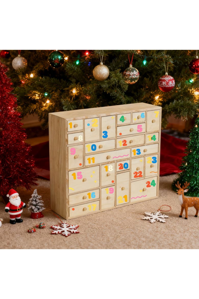 Wooden 24 Drawer Storage Cabinet - DIY Advent Calendar, Alternate, color, Beige