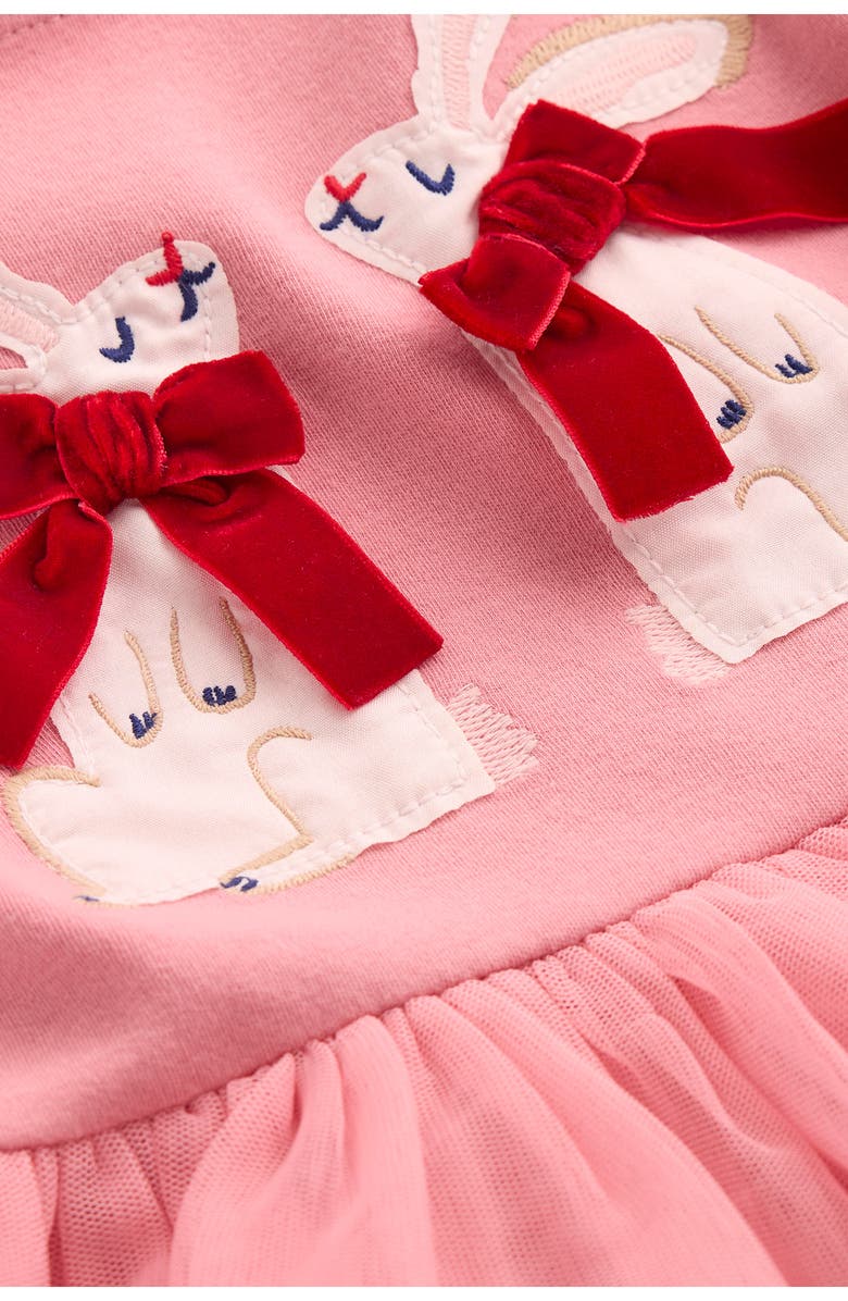 Mini Boden Kids' Appliqué Tulle Dress, Alternate, color, Bubblegum Pink Bunnies