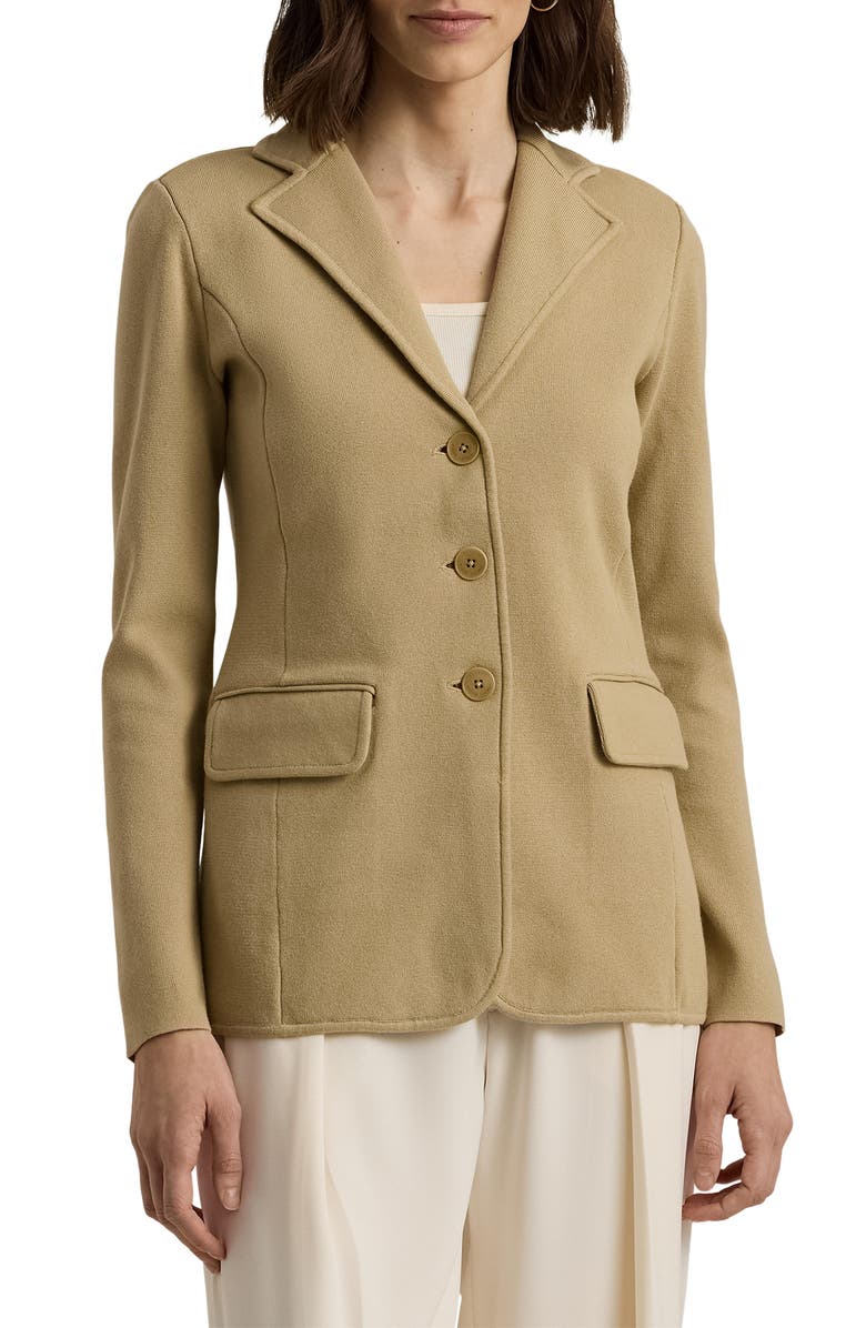 Lauren Ralph Lauren Combed Cotton Blend Blazer, Main, color, Birch Tan