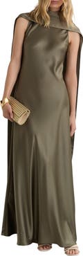 Reiss Fae Drape Sleeveless Satin Gown