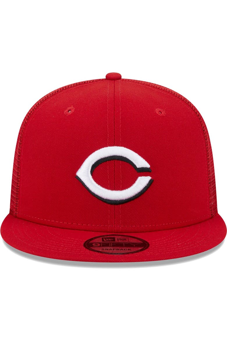 Men's New Era Red Cincinnati Reds Team Color Trucker 9FIFTY Snapback Hat, Alternate, color, Red