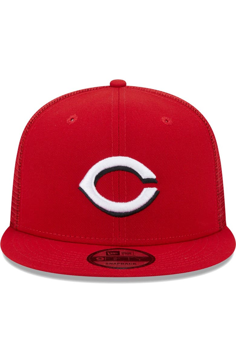 New Era Men's New Era Red Cincinnati Reds Team Color Trucker 9FIFTY Snapback Hat, Alternate, color, Red