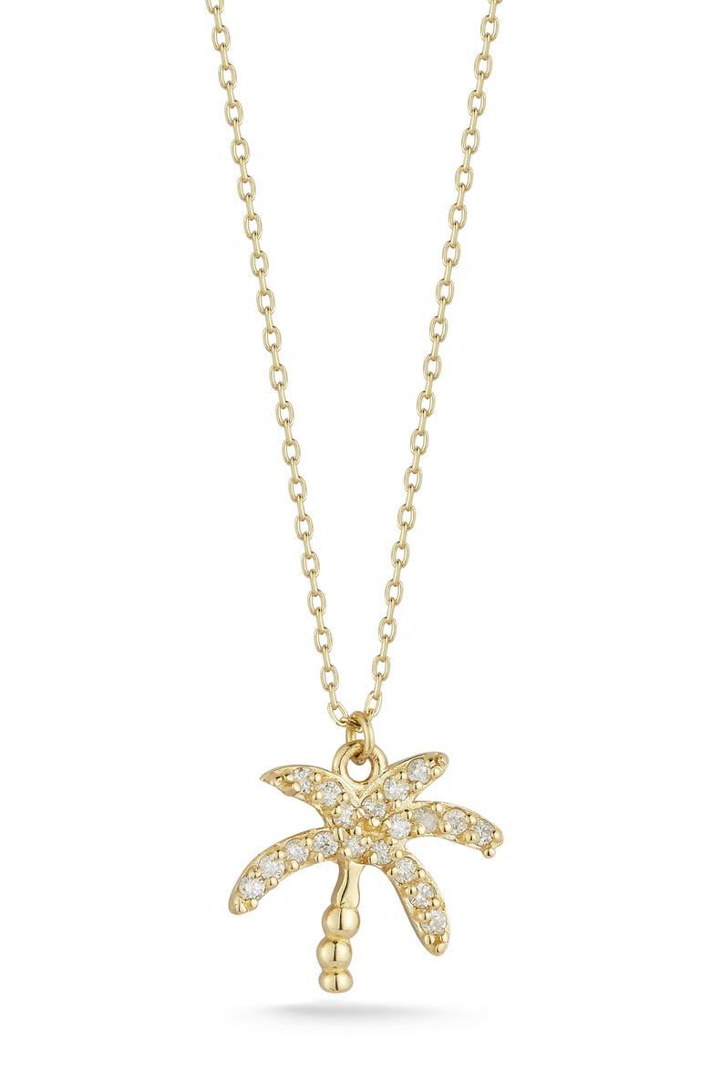 Ember Fine Jewelry 14K Gold Pavé Diamond Palm Tree Pendant Necklace, Main, color, 