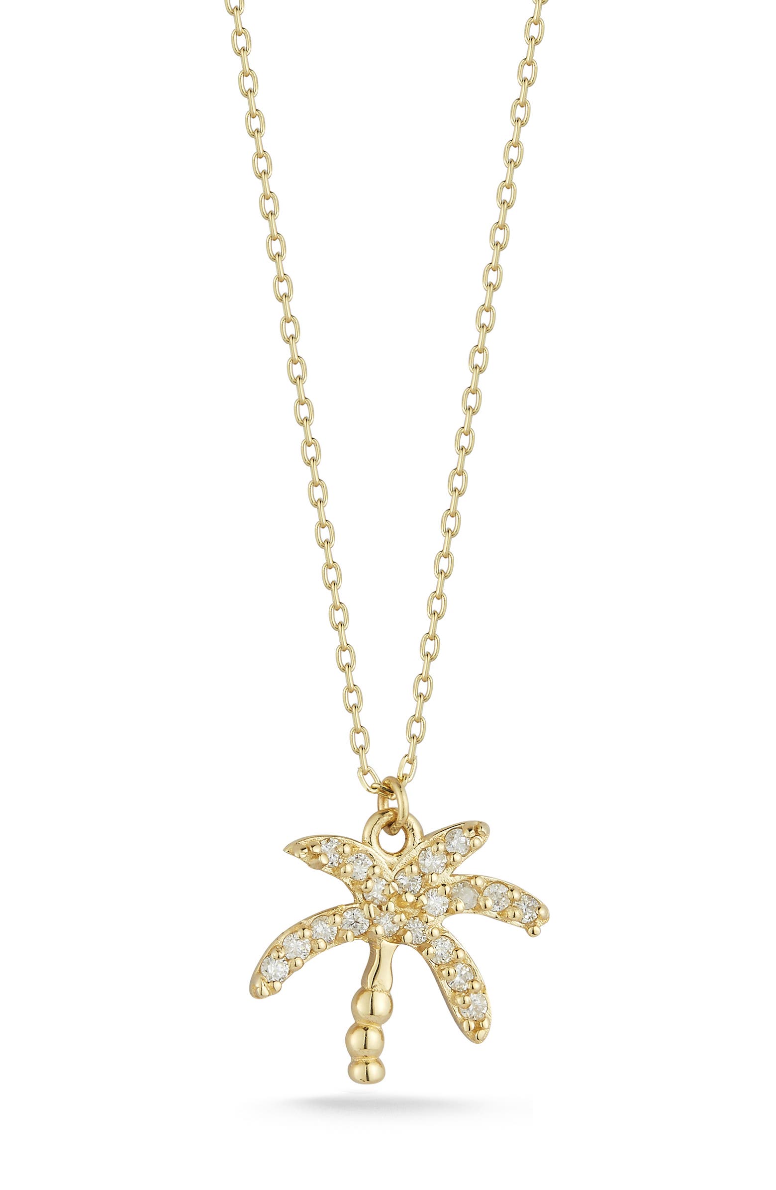 Ember Fine Jewelry 14K Gold Pavé Diamond Palm Tree Pendant Necklace ...