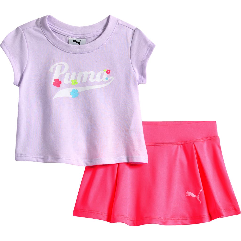 Puma Logo Graphic T-shirt & Skort Set In Purple