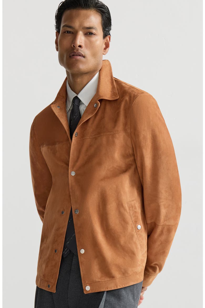 Suede outerwear jacket, Alternate, color, Cognac