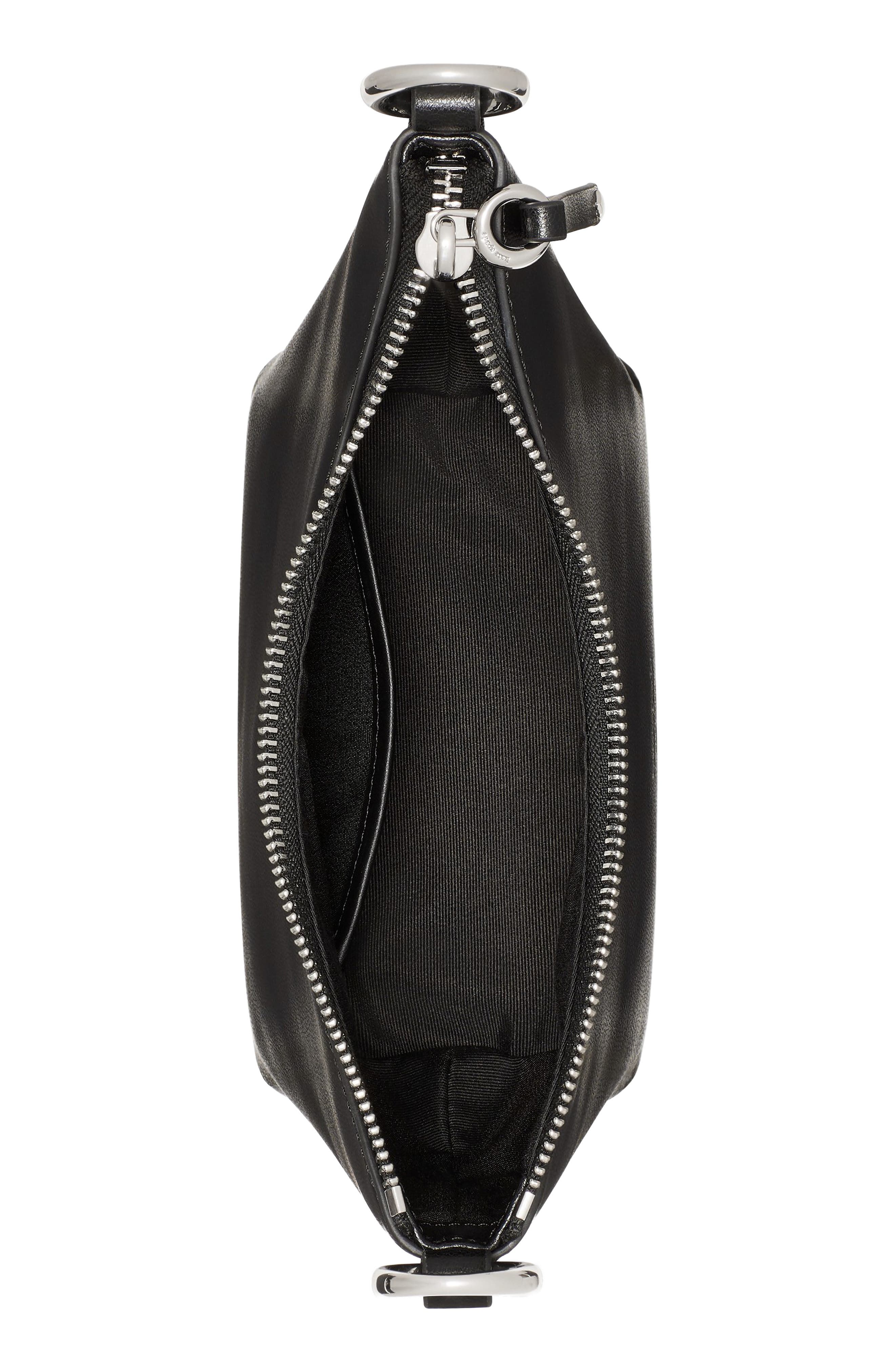 mini halo smooth leather chain shoulder bag, Alternate, color, BLACK